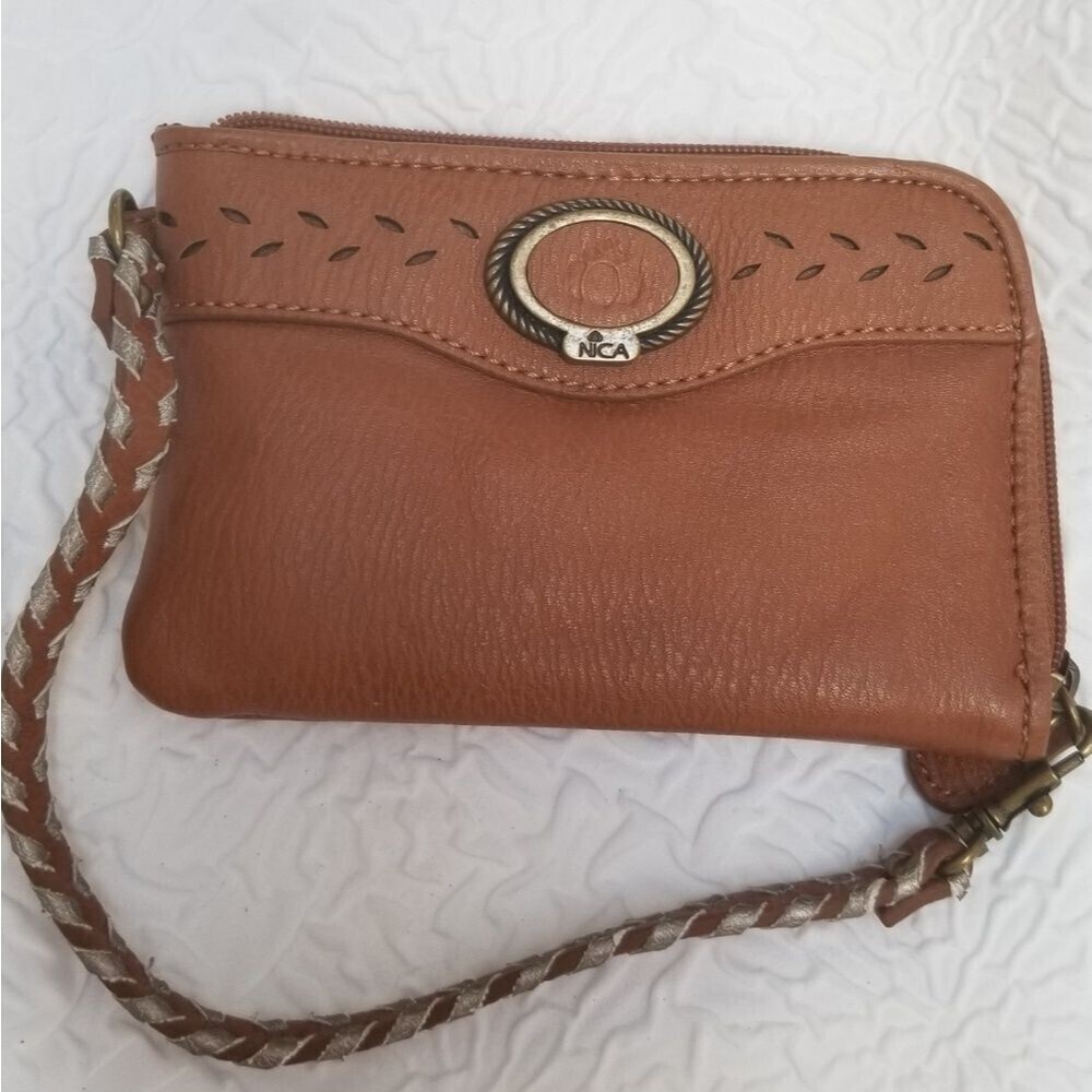 Nica caramel Vegan zipper Wristlet
